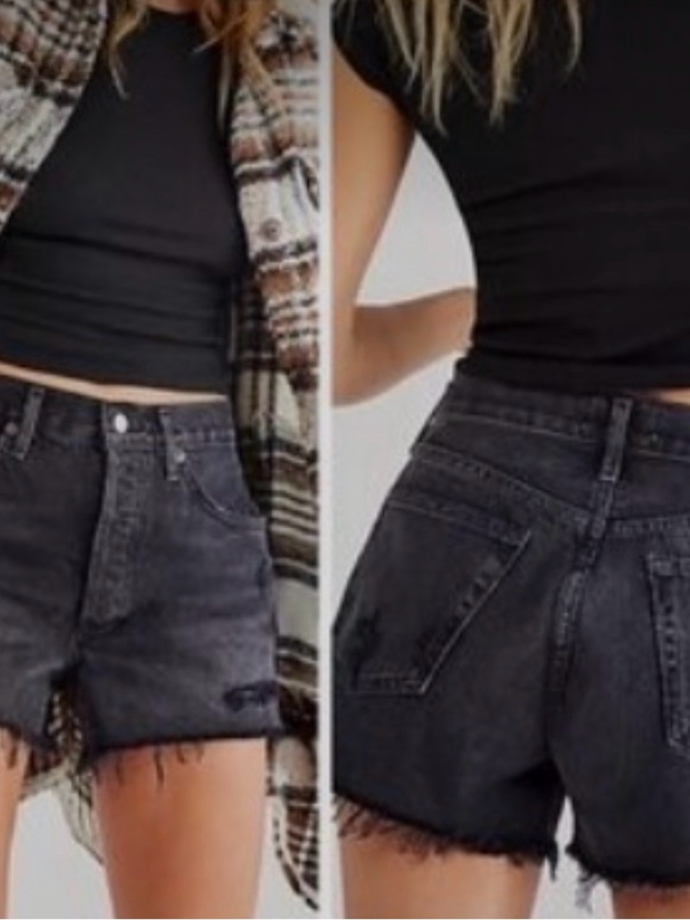 AGOLDE Black Distressed Denim Cutoff Shorts size 24 #2011